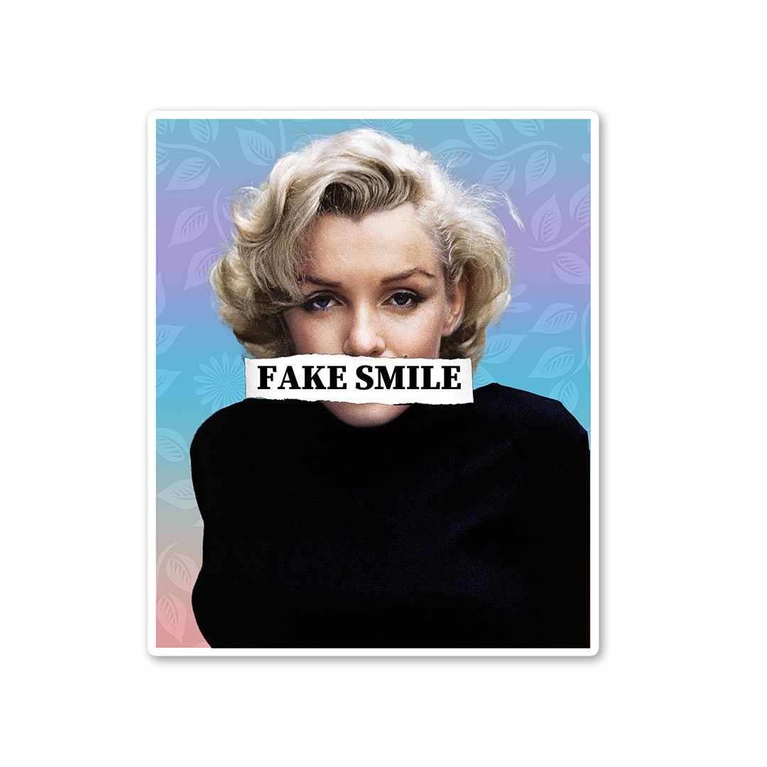 FAKE SMILE Sticker waterproof vinyl decal for laptop, bike, car & bottle