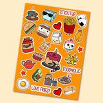 Food Mini Stickers Sheet waterproof vinyl decal for laptop, bike, car & bottle