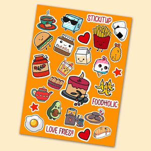 Food Mini Stickers Sheet waterproof vinyl decal for laptop, bike, car & bottle