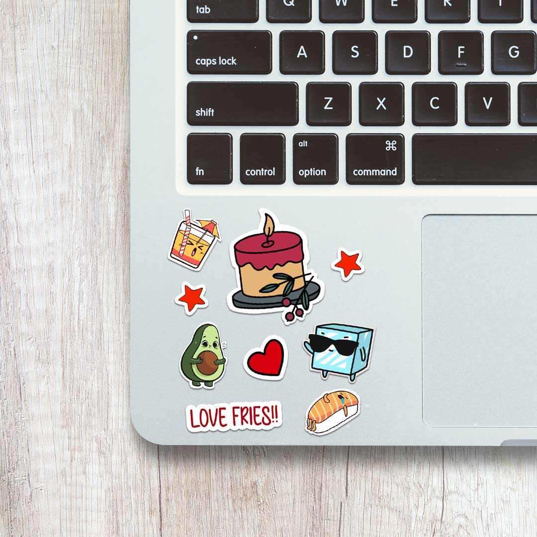 Food Mini Stickers Sheet waterproof vinyl decal for laptop, bike, car & bottle