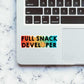 Full Snack Developer Sticker waterproof vinyl decal for laptop, bike, car & bottle