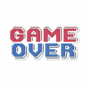 Game Over waterproof vinyl decal for laptop, bike, car & bottle