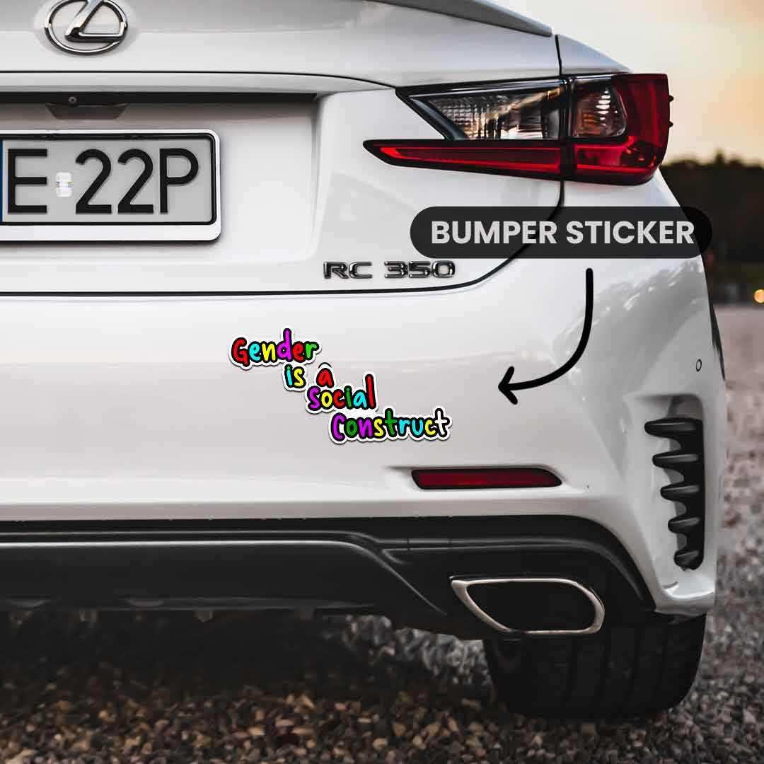 Gender is Social Construct Bumper Sticker waterproof vinyl decal for laptop, bike, car & bottle