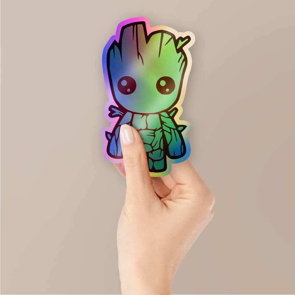 Groot Holographic Stickers waterproof vinyl decal for laptop, bike, car & bottle