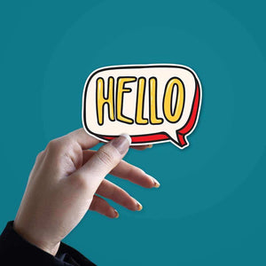 HELLO Sticker waterproof vinyl decal for laptop, bike, car & bottle