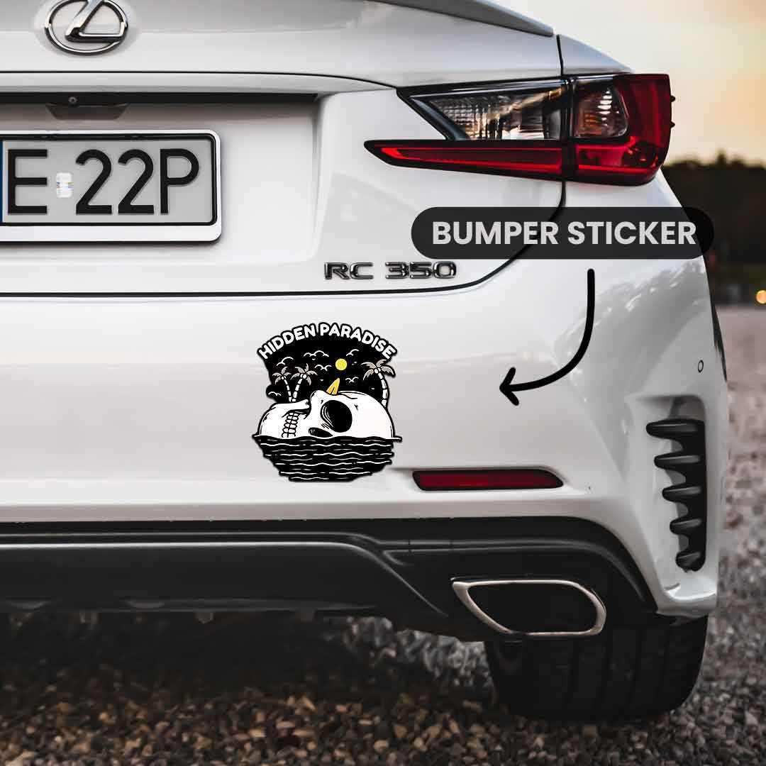 Hidden Paradise Bumper Sticker waterproof vinyl decal for laptop, bike, car & bottle