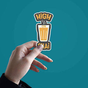 High on chai Sticker waterproof vinyl decal for laptop, bike, car & bottle