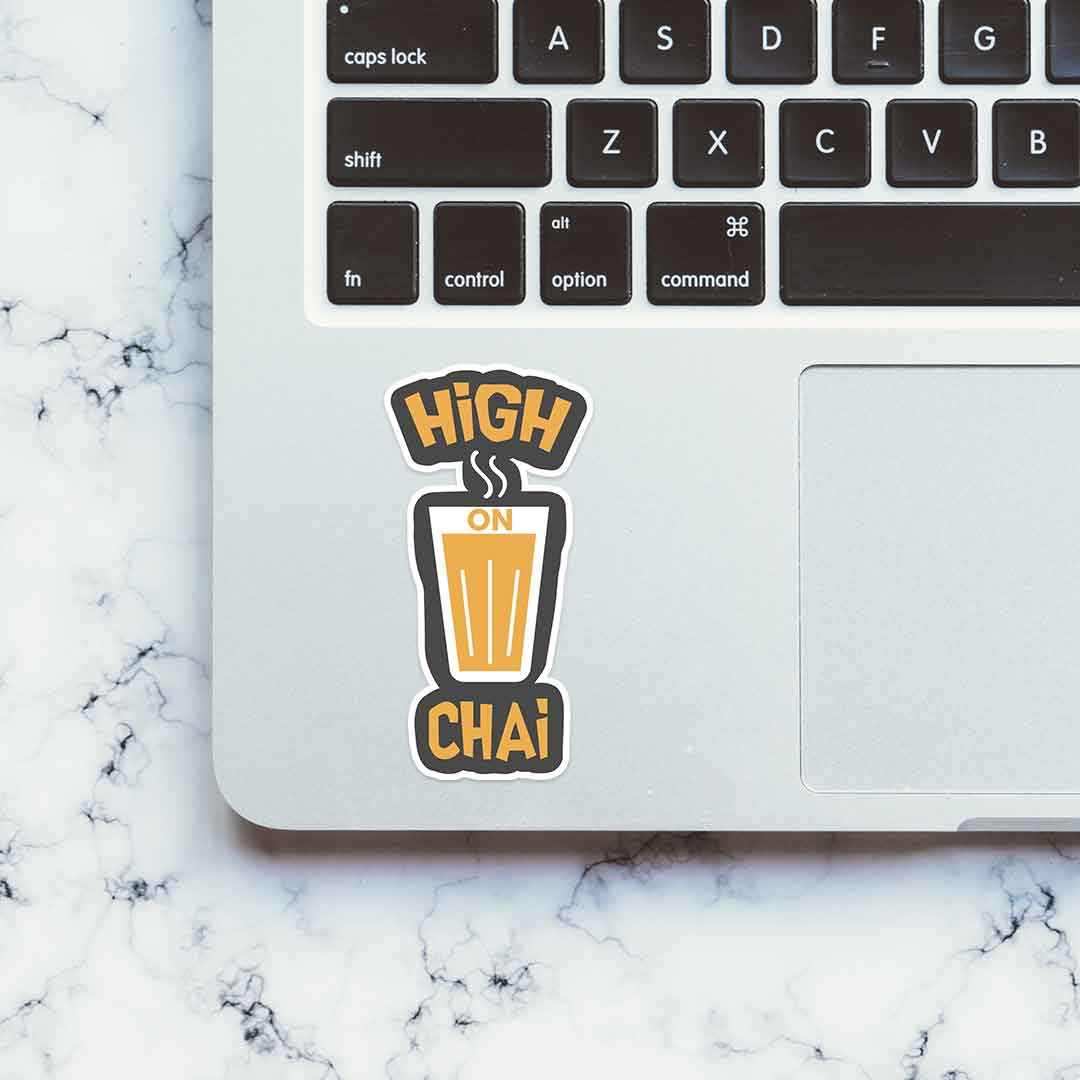 High on chai Sticker waterproof vinyl decal for laptop, bike, car & bottle