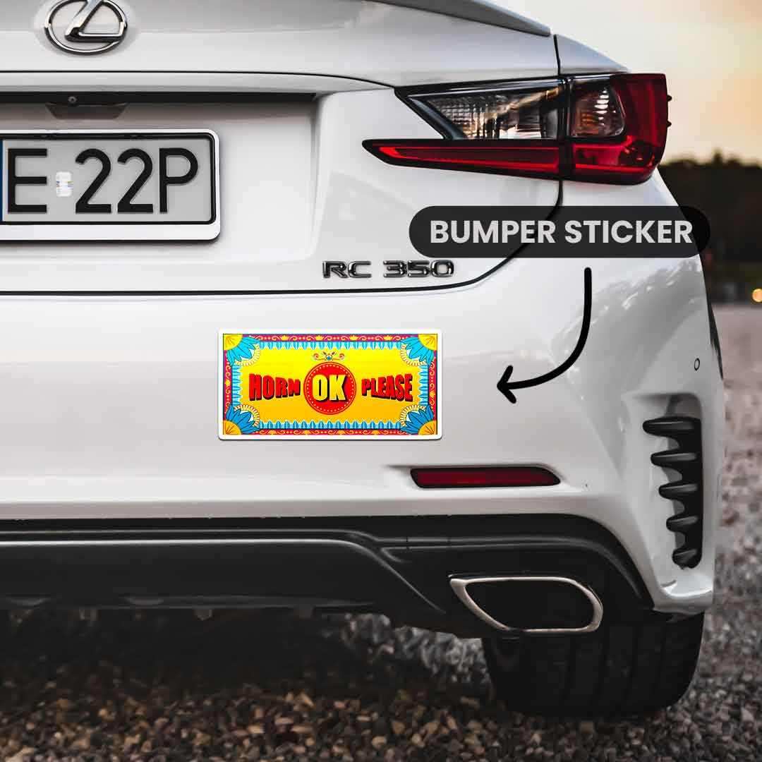 HORN OK PLEASE Bumper Sticker waterproof vinyl decal for laptop, bike, car & bottle