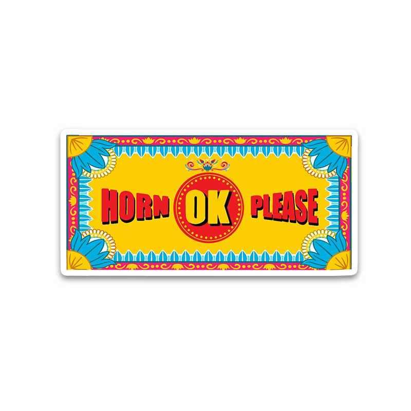 HORN OK PLEASE Bumper Sticker waterproof vinyl decal for laptop, bike, car & bottle