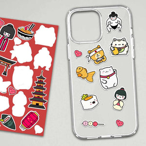 Japanese Culture Mini Stickers Sheet waterproof vinyl decal for laptop, bike, car & bottle
