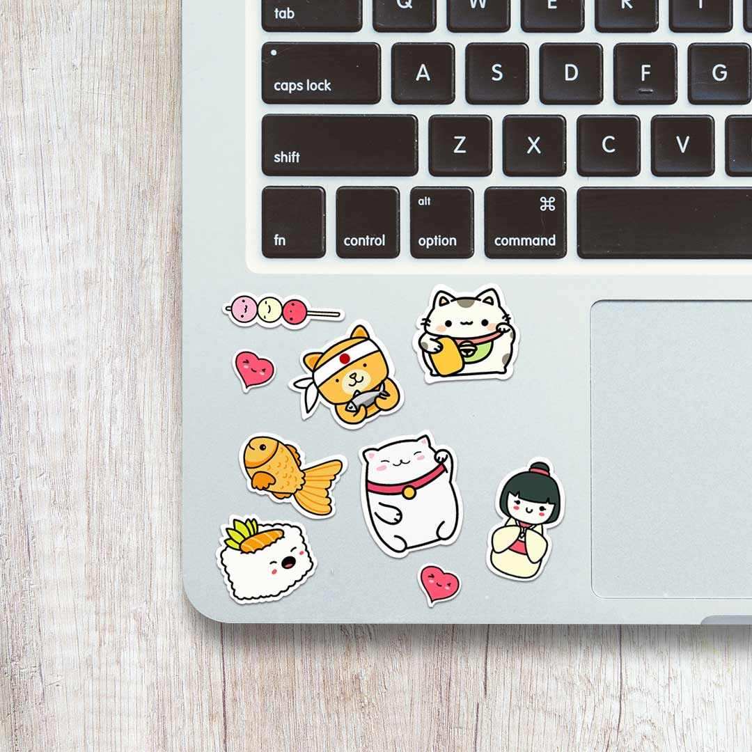 Japanese Culture Mini Stickers Sheet waterproof vinyl decal for laptop, bike, car & bottle