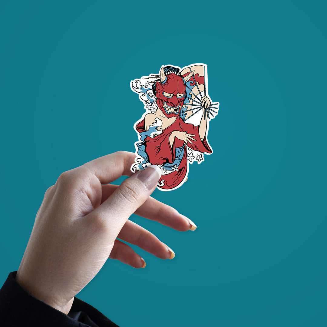 Japanese Women With Mask Sticker - STICK IT UP