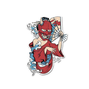Japanese Women With Mask Sticker waterproof vinyl decal for laptop, bike, car & bottle