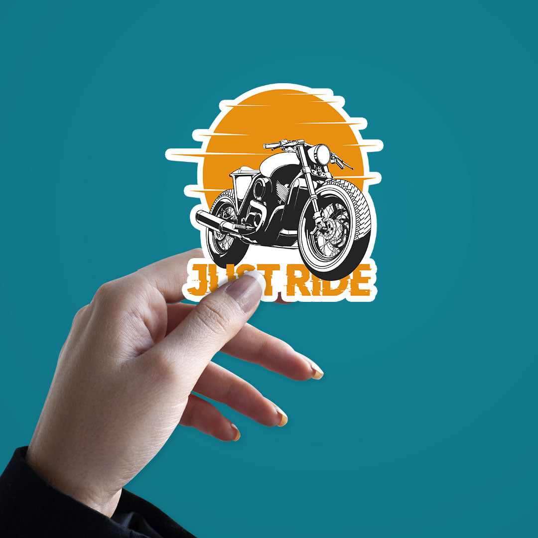 Just Ride Sticker waterproof vinyl decal for laptop, bike, car & bottle
