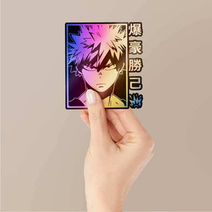 Katsuki Bakugo Holographic Stickers waterproof vinyl decal for laptop, bike, car & bottle