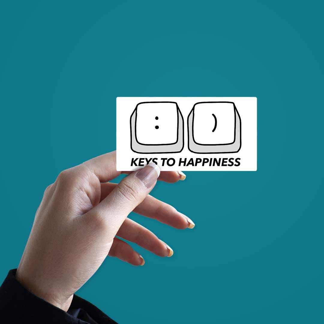 Keys to Happiness Sticker waterproof vinyl decal for laptop, bike, car & bottle
