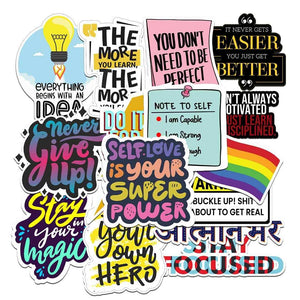 Motivational Sticker Pack [15 Sticker] waterproof vinyl decal for laptop, bike, car & bottle