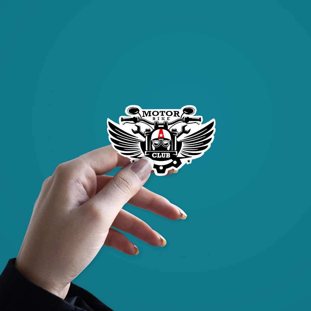 Motor bike club Sticker waterproof vinyl decal for laptop, bike, car & bottle