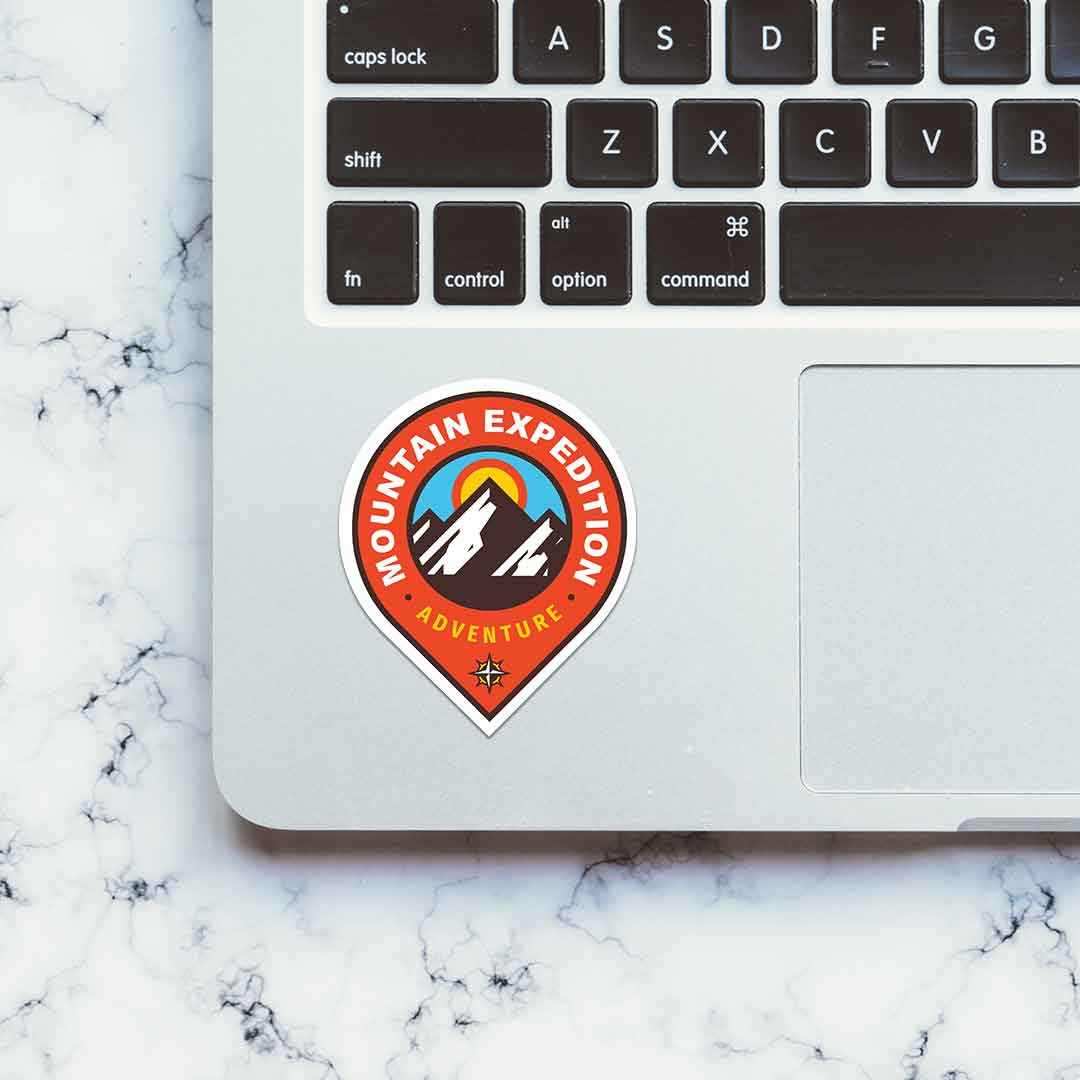 Mountain Expedition Sticker waterproof vinyl decal for laptop, bike, car & bottle