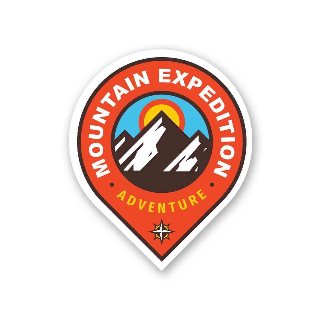 Mountain Expedition Sticker waterproof vinyl decal for laptop, bike, car & bottle