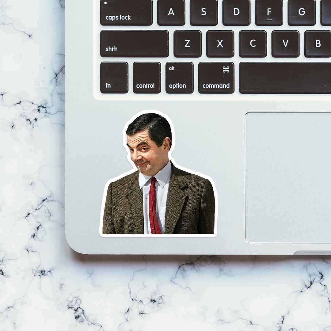 Mr Bean Meme Face sticker waterproof vinyl decal for laptop, bike, car & bottle