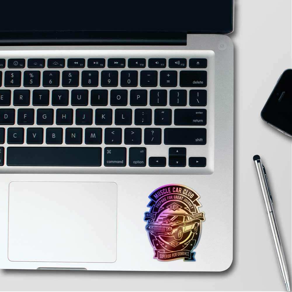 Muscle Car Club Holographic Stickers waterproof vinyl decal for laptop, bike, car & bottle