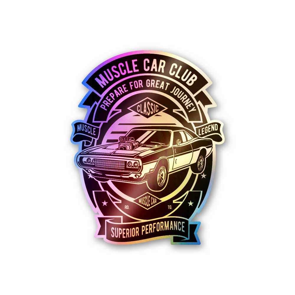 Muscle Car Club Holographic Stickers waterproof vinyl decal for laptop, bike, car & bottle