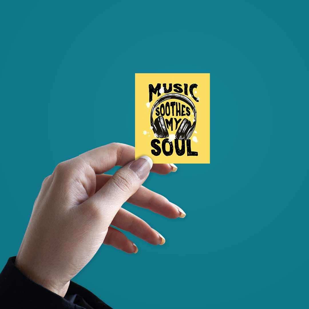 Music Soothes My Soul Sticker waterproof vinyl decal for laptop, bike, car & bottle