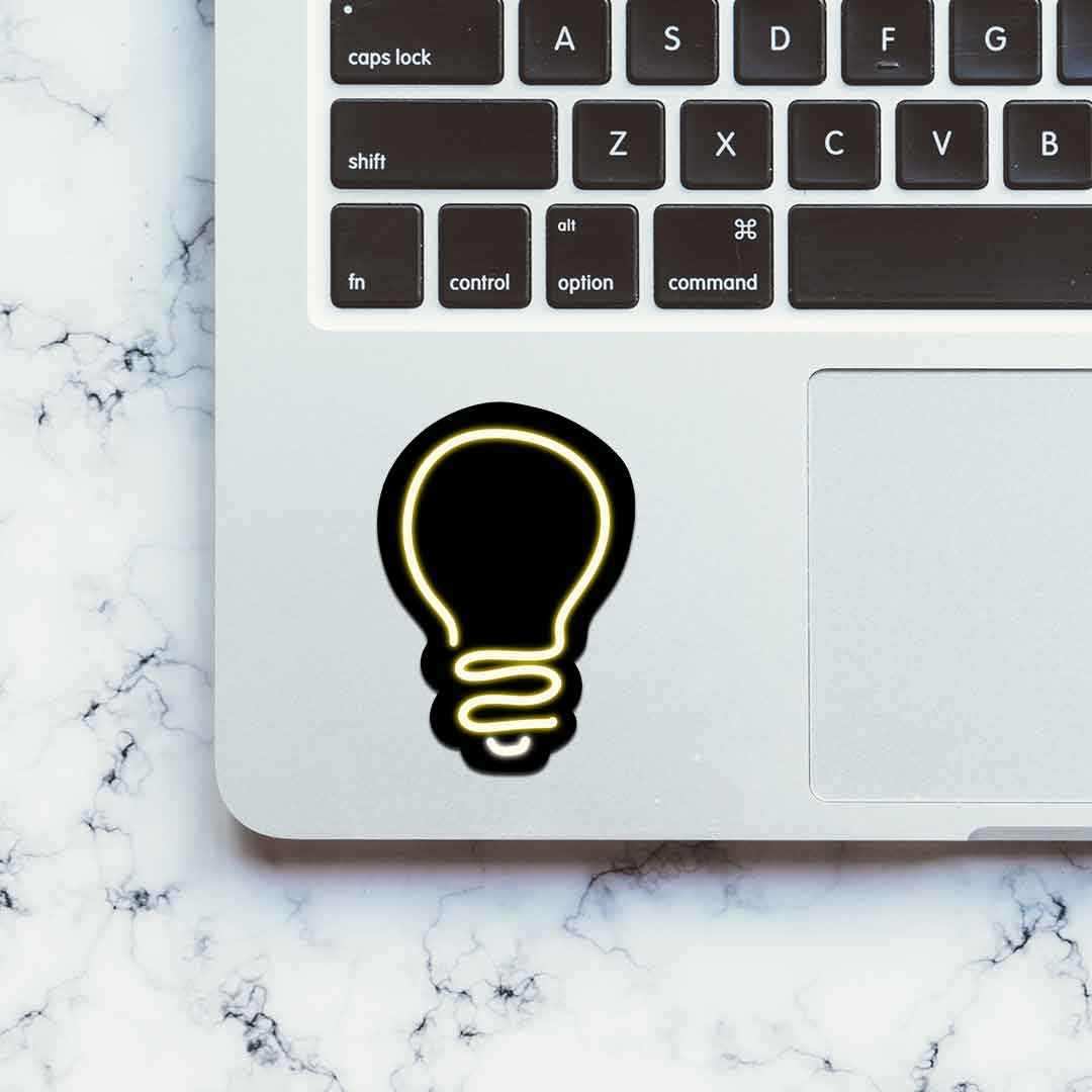 Neon Bulb Sticker waterproof vinyl decal for laptop, bike, car & bottle