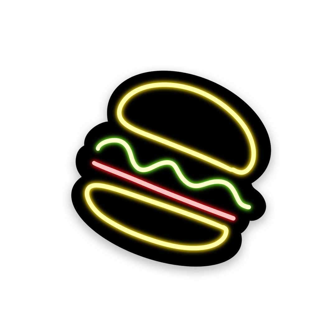 Neon Burger Sticker waterproof vinyl decal for laptop, bike, car & bottle