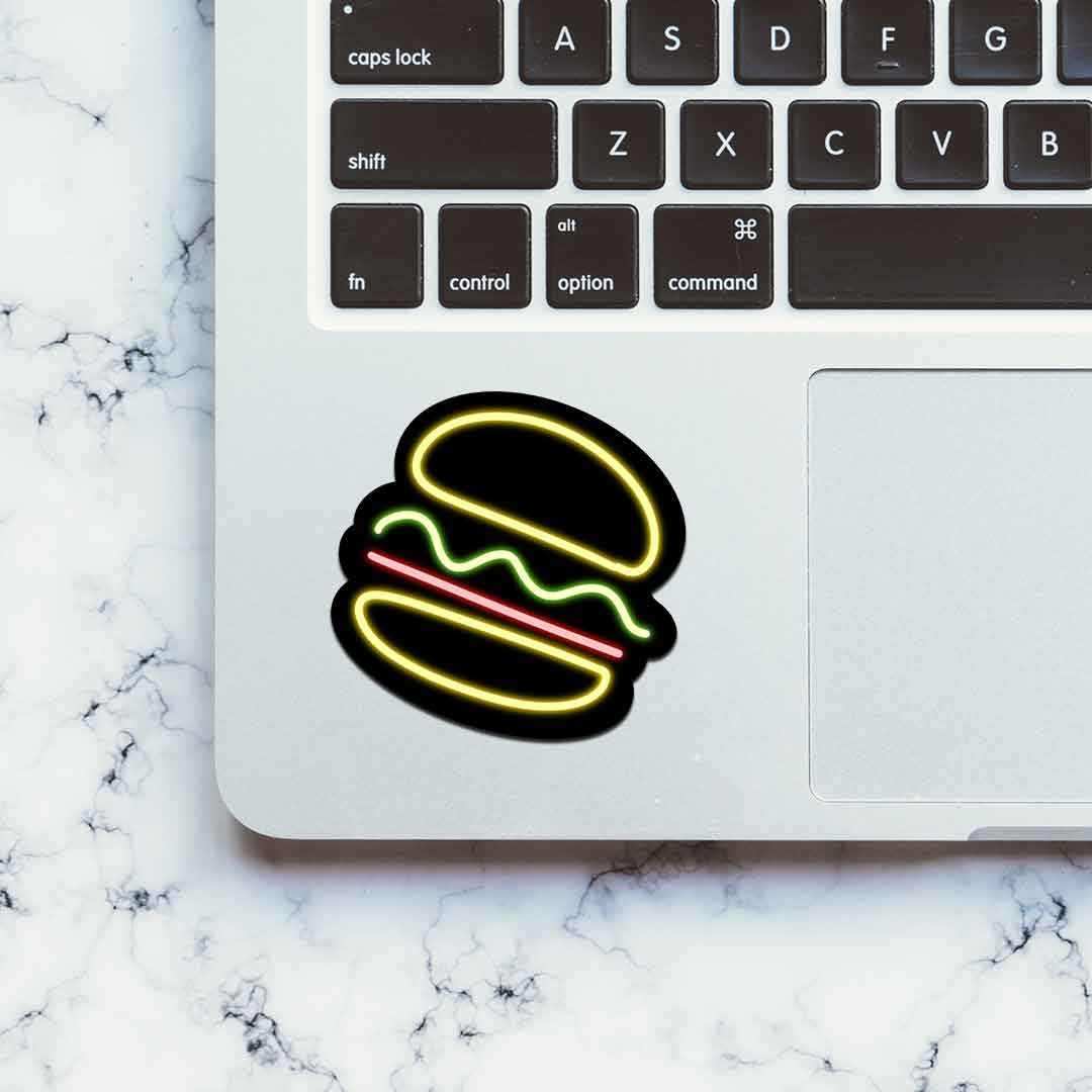 Neon Burger Sticker waterproof vinyl decal for laptop, bike, car & bottle