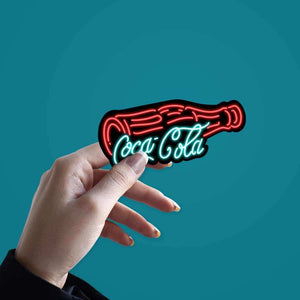 Neon Coca cola Sticker waterproof vinyl decal for laptop, bike, car & bottle