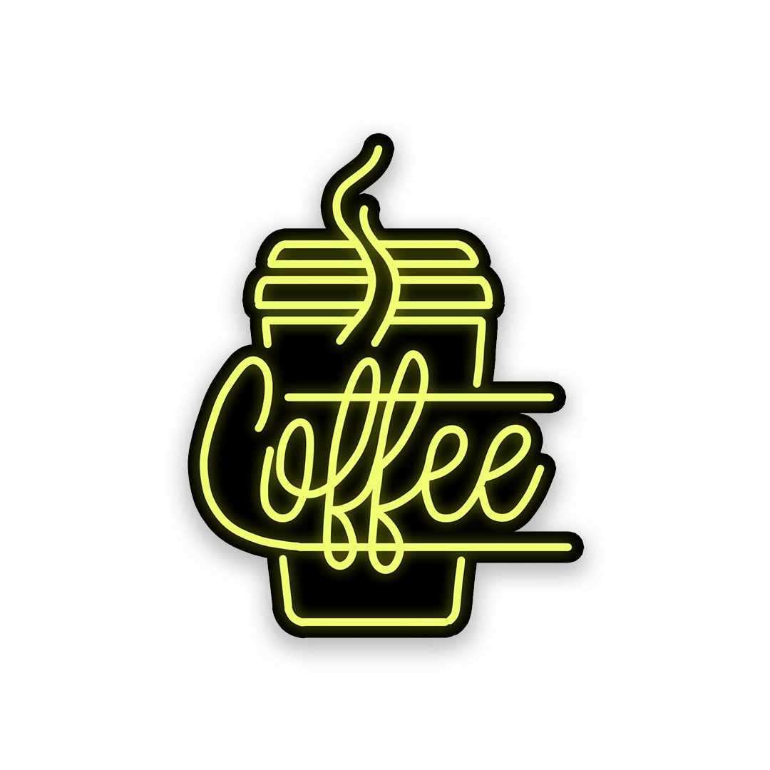 Neon Coffee Sticker waterproof vinyl decal for laptop, bike, car & bottle