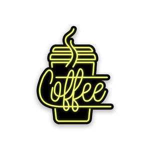 Neon Coffee Sticker waterproof vinyl decal for laptop, bike, car & bottle