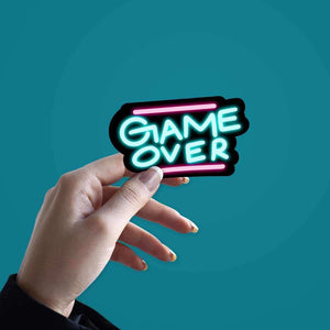 Neon Game over Sticker waterproof vinyl decal for laptop, bike, car & bottle