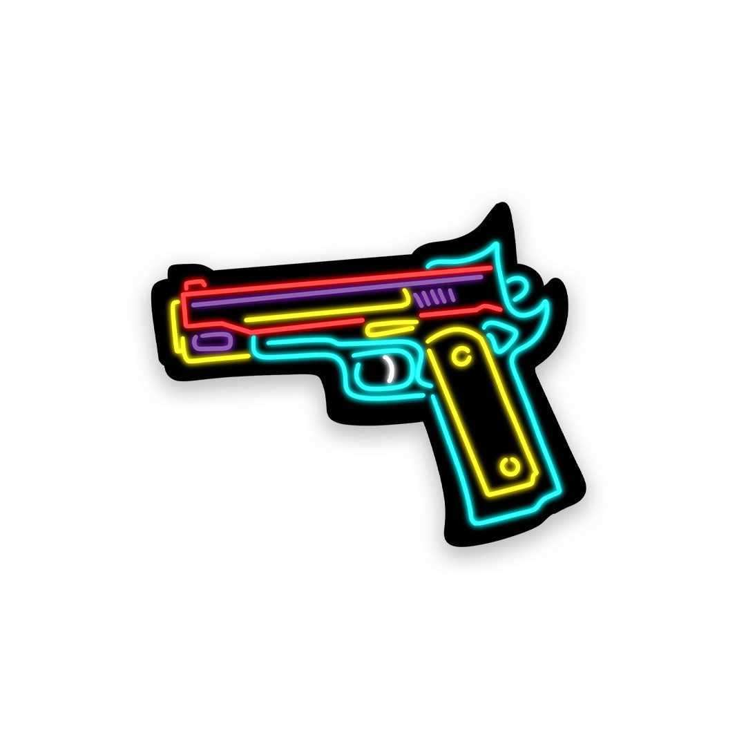 Neon Gun Sticker - Stickers | STICK IT UP