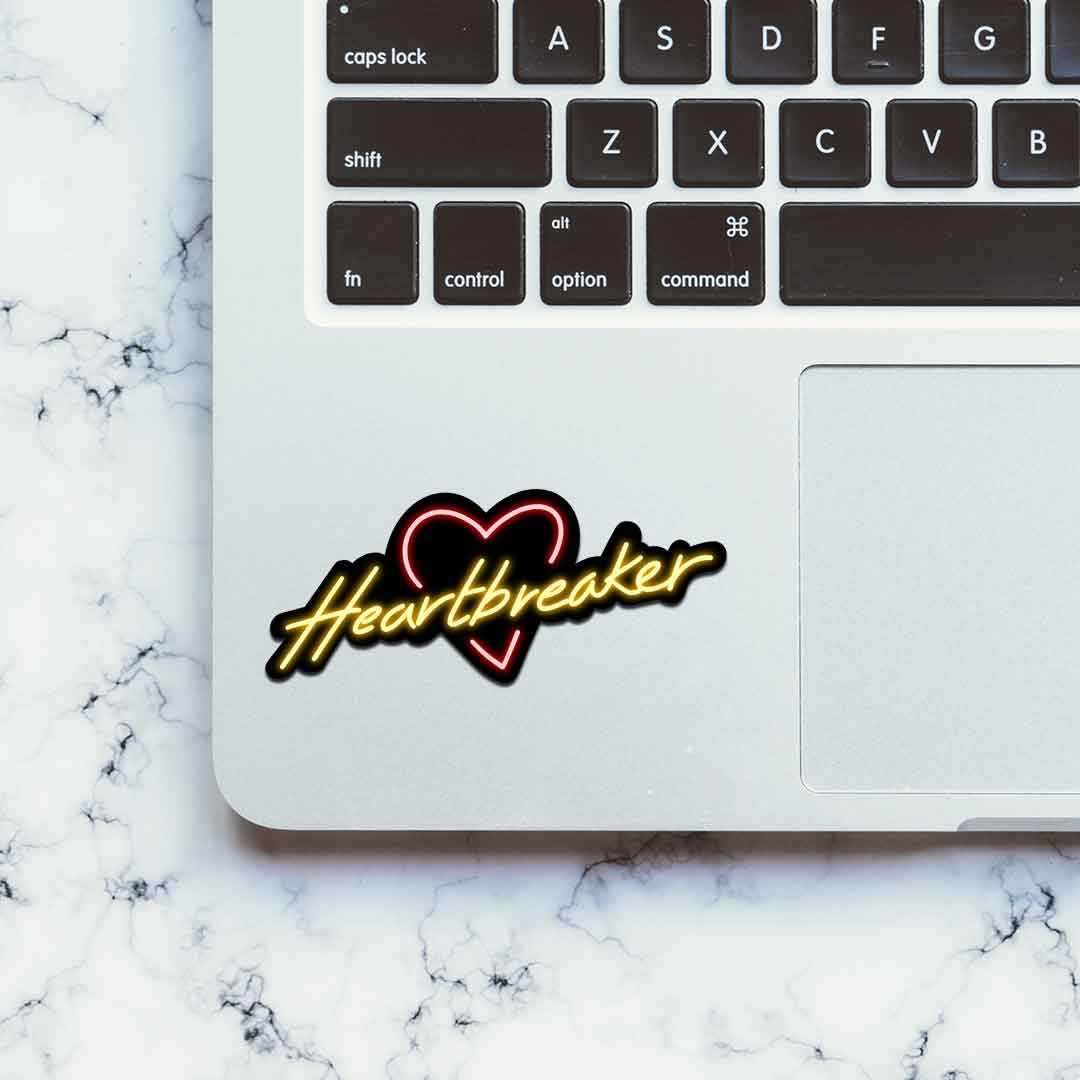 Neon Heartbreaker Sticker waterproof vinyl decal for laptop, bike, car & bottle