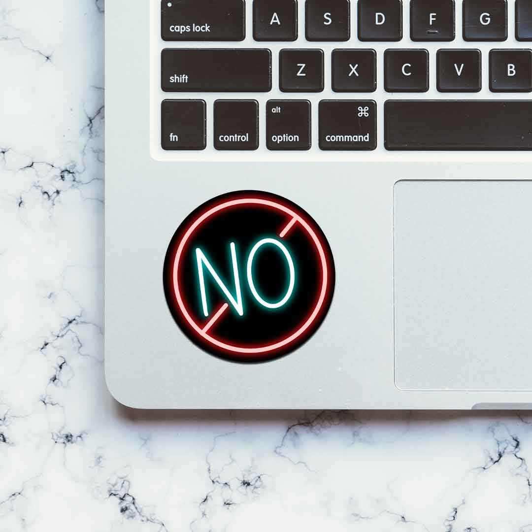 Neon No Sticker waterproof vinyl decal for laptop, bike, car & bottle