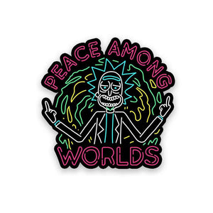 Neon Peace among the world Sticker waterproof vinyl decal for laptop, bike, car & bottle