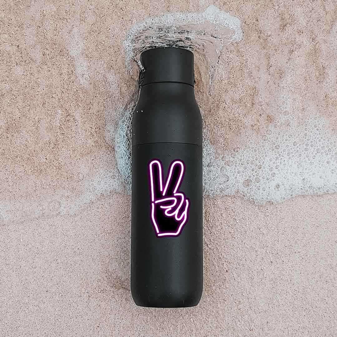 Neon Peace Sticker waterproof vinyl decal for laptop, bike, car & bottle