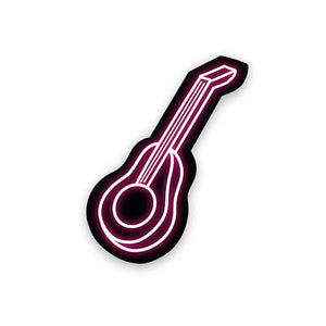 Neon Pink guitar Sticker waterproof vinyl decal for laptop, bike, car & bottle