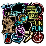 Neon Sticker Pack [15 Sticker] waterproof vinyl decal for laptop, bike, car & bottle