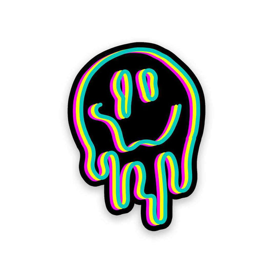 Neon Trippy smile Sticker - STICK IT UP