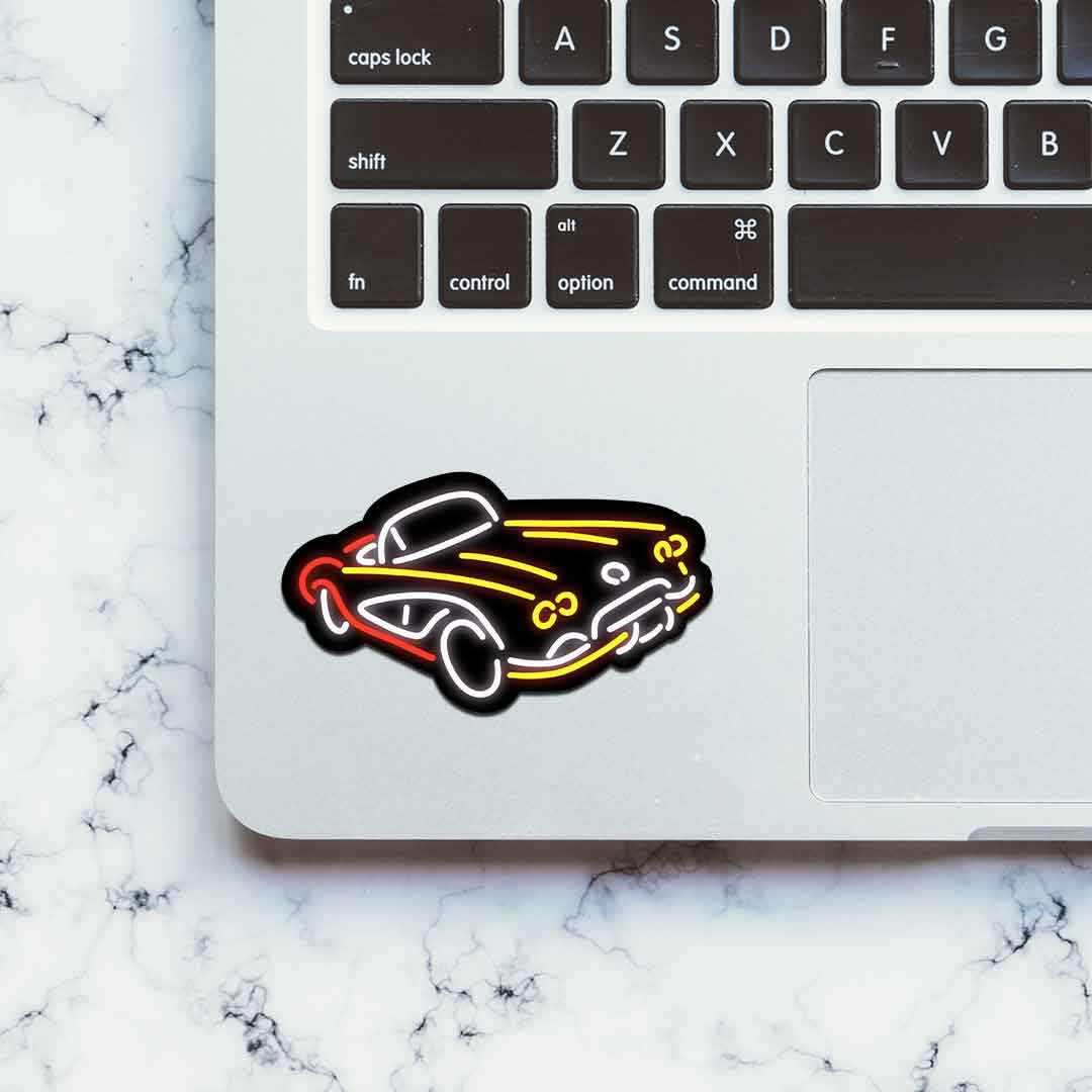 Neon Vintage car Sticker waterproof vinyl decal for laptop, bike, car & bottle