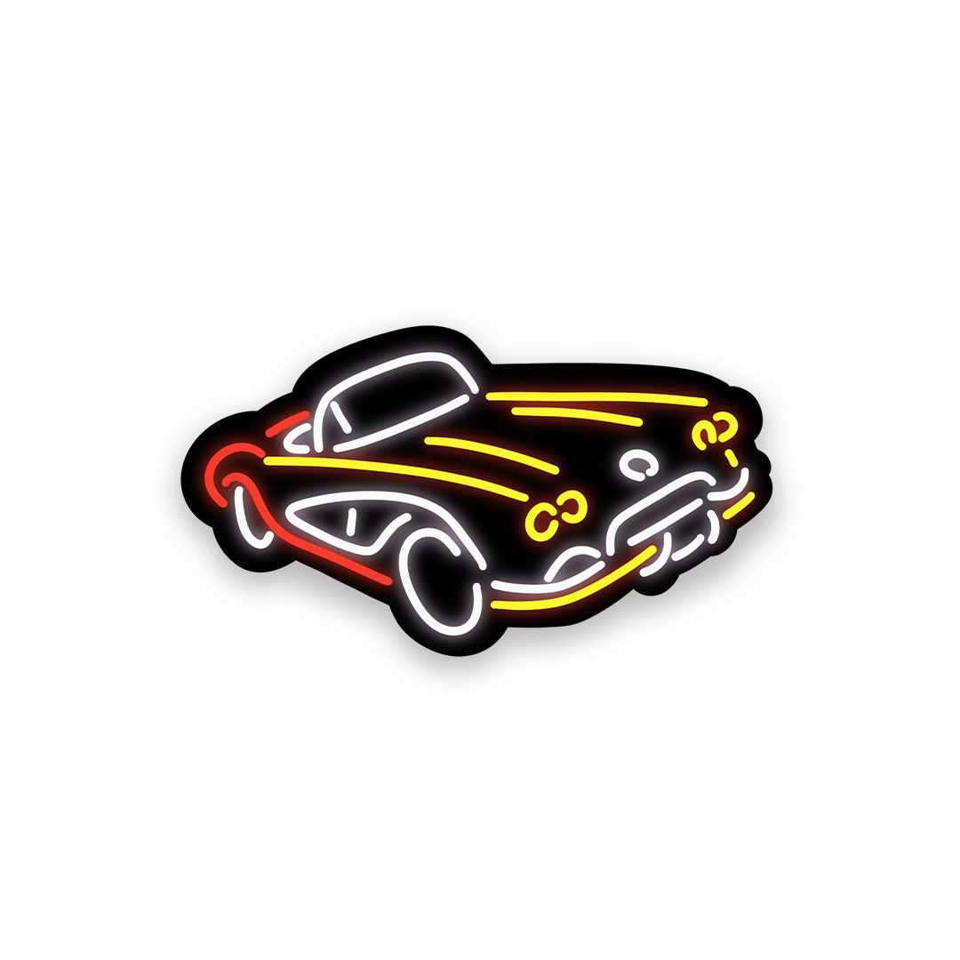 Neon Vintage car Sticker waterproof vinyl decal for laptop, bike, car & bottle