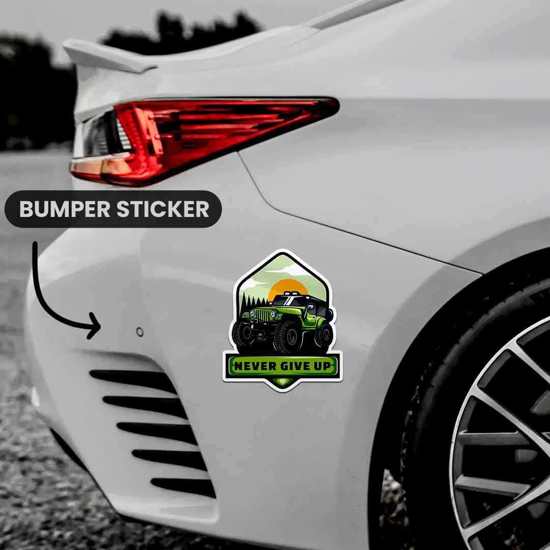 Never Give Up Bumper Sticker waterproof vinyl decal for laptop, bike, car & bottle