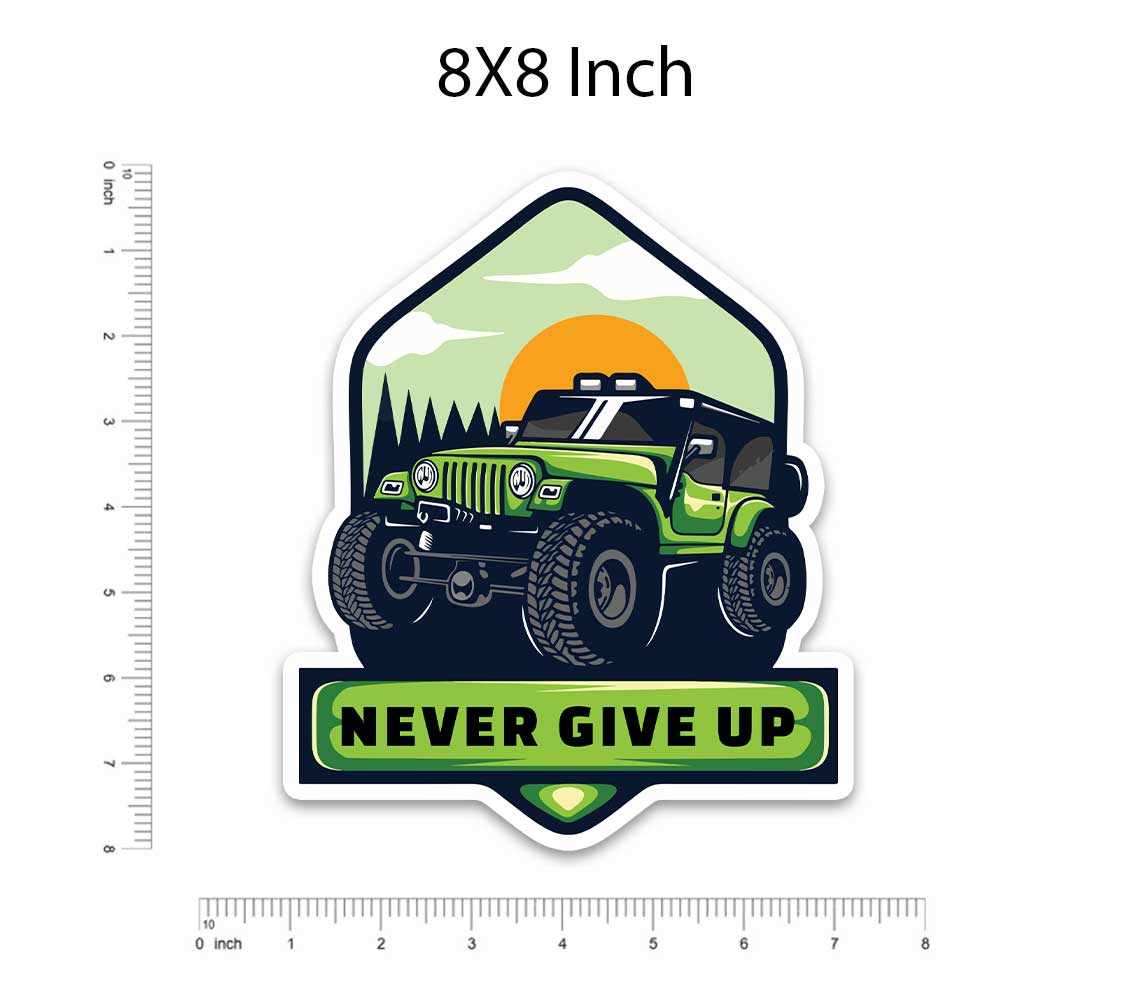 Never Give Up Bumper Sticker waterproof vinyl decal for laptop, bike, car & bottle