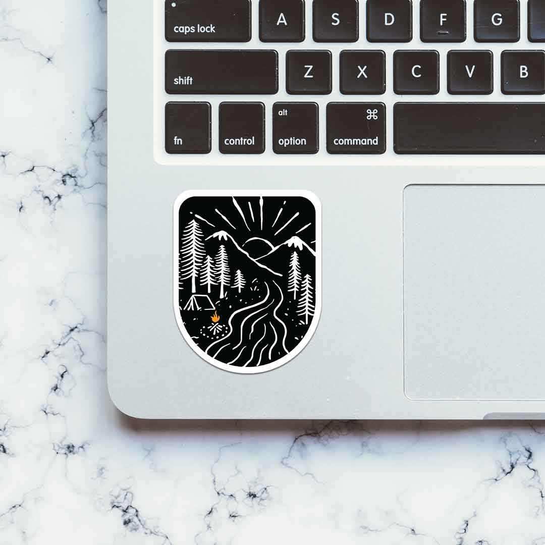 Night Camp Sticker waterproof vinyl decal for laptop, bike, car & bottle