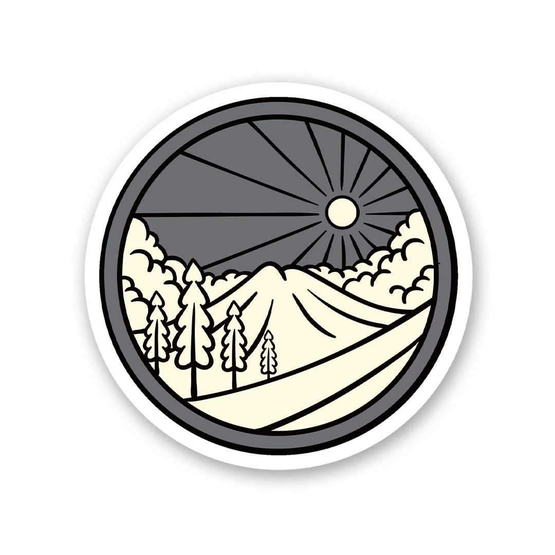 Night Mountain Sticker waterproof vinyl decal for laptop, bike, car & bottle
